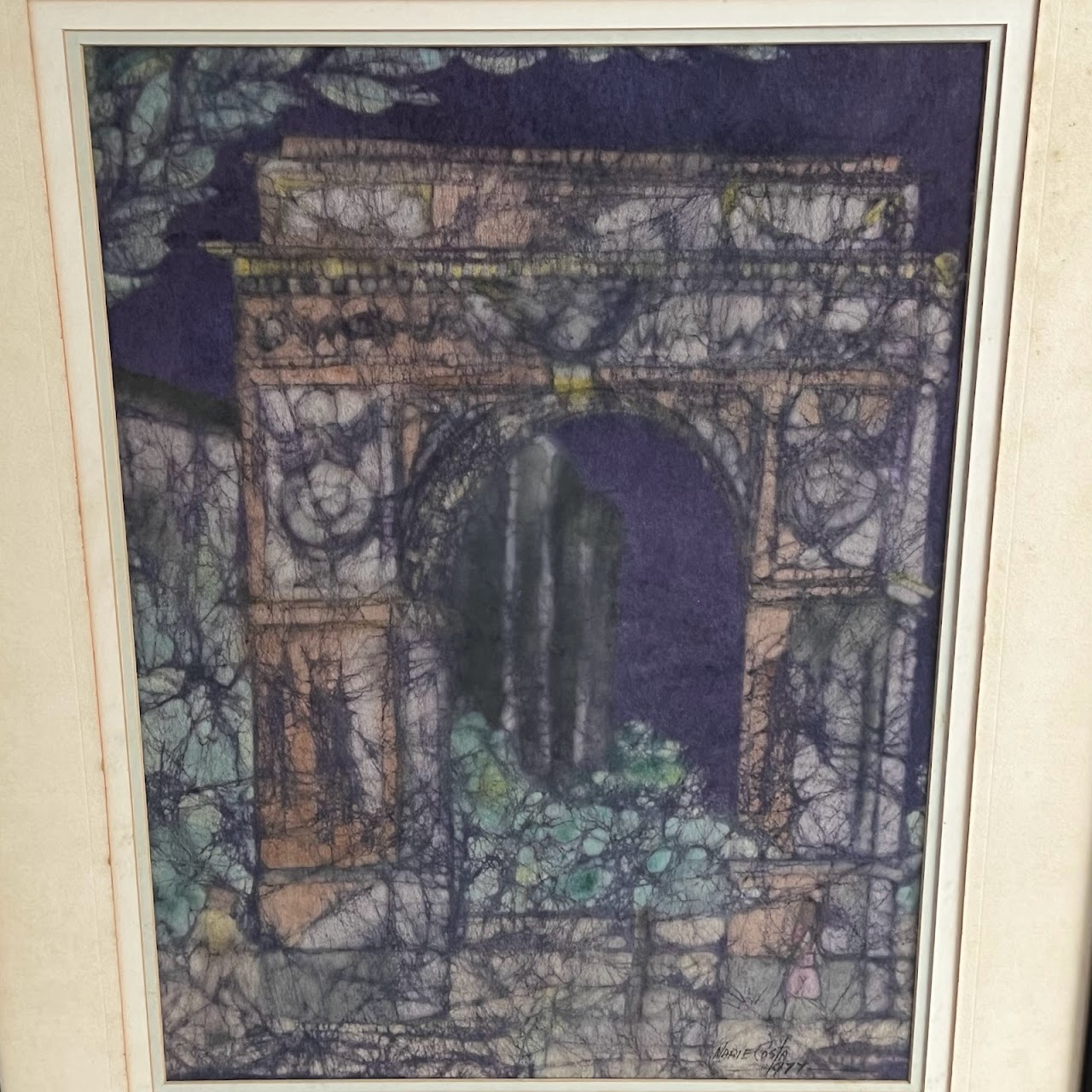 Marie Costa 1977 Washington Square Arch Signed Batik