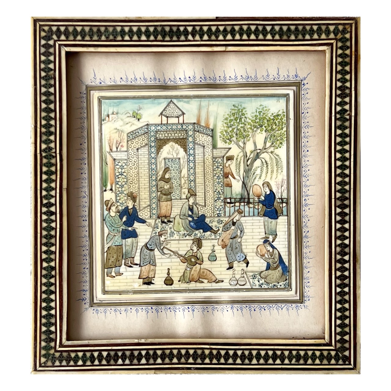 Indian Vintage Miniature Court Scene Painting on Bone #2