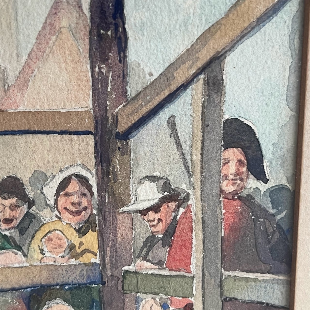 19th C. Satirical Watercolor Painting