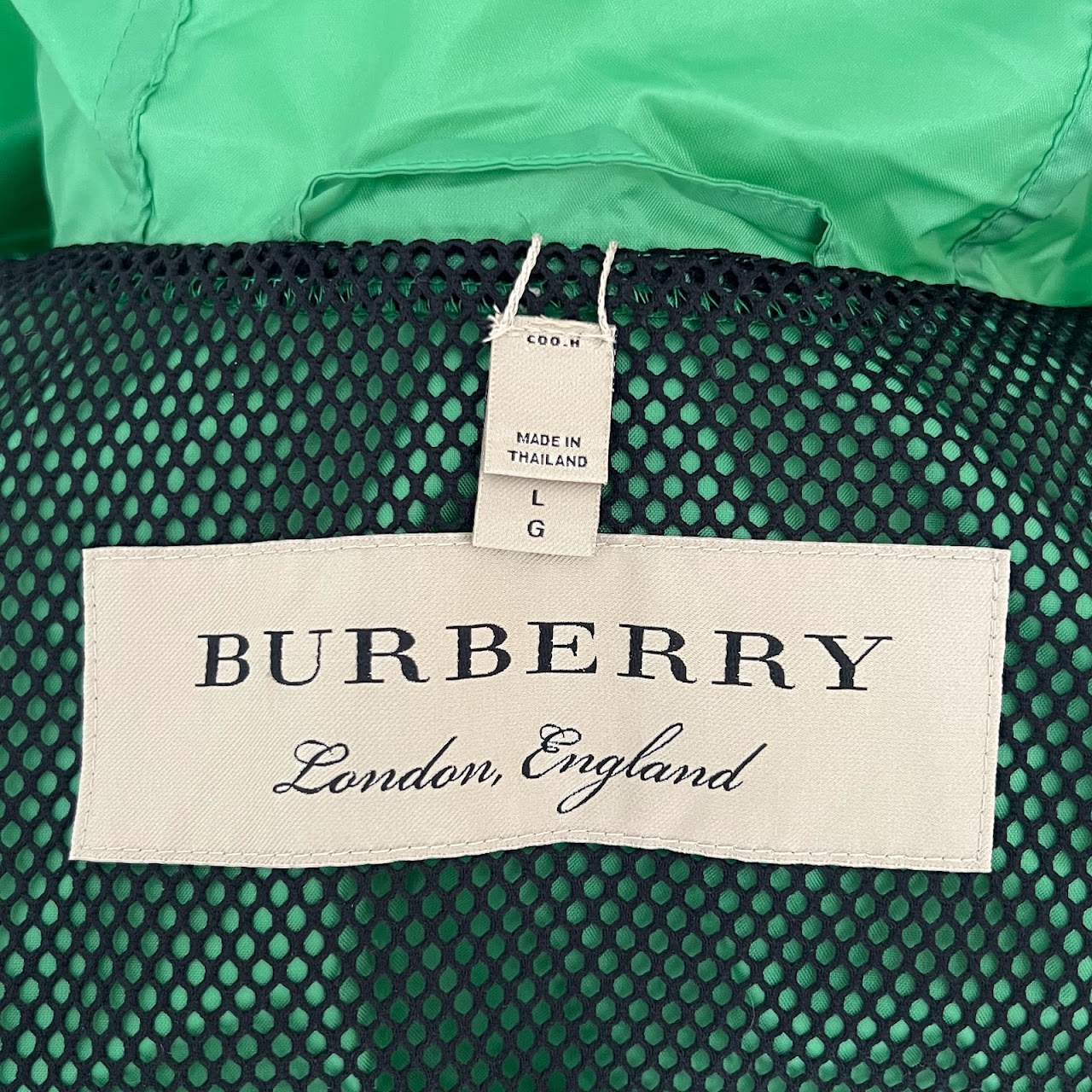 Burberry London Kelly Green Hooded Windbreaker