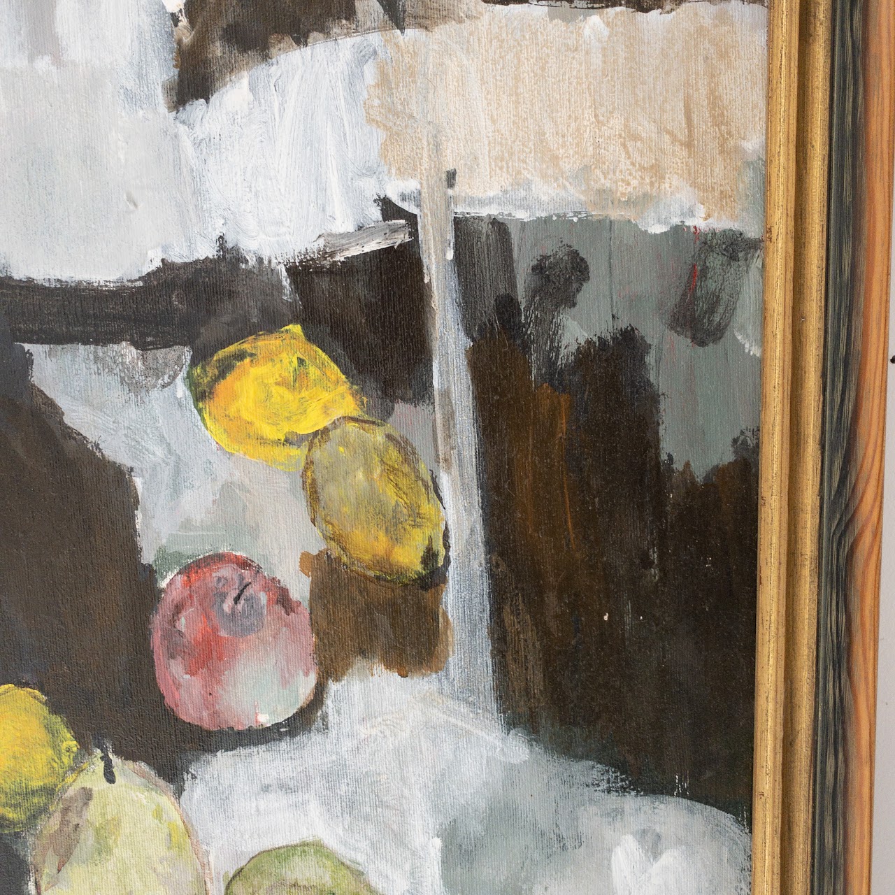 Modern Expressionist Signed Still Life with Fruit Oil Painting