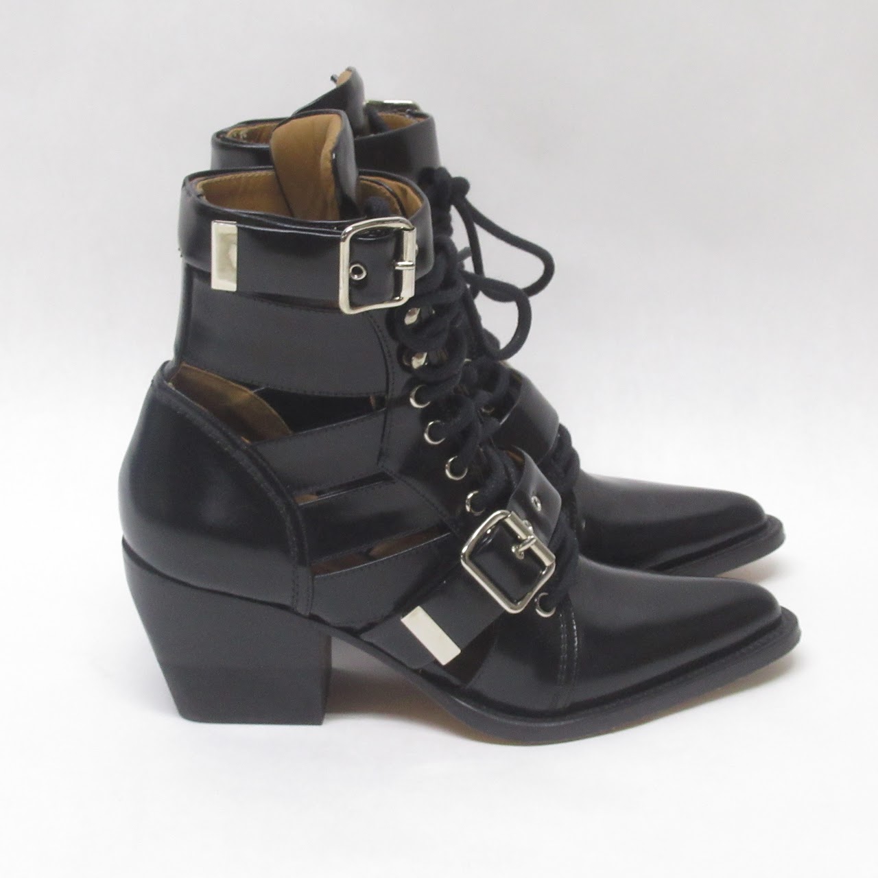 Céline Black Cut Out Leather Boots