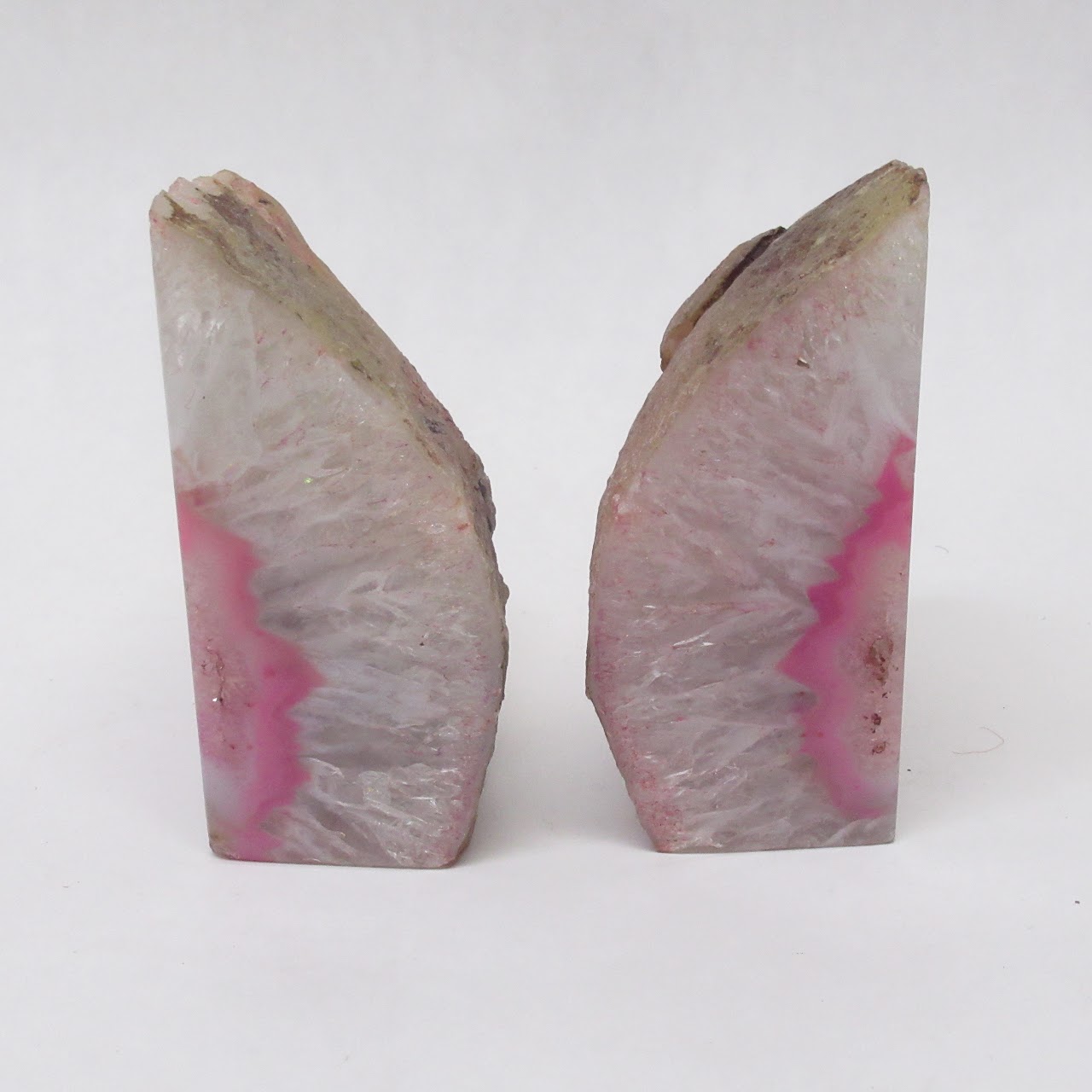 Pink Agate Geode Bookend Pair