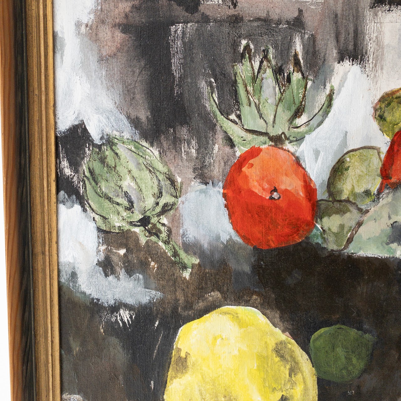 Modern Expressionist Signed Still Life with Fruit Oil Painting