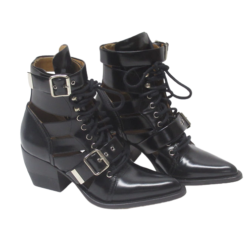 Céline Black Cut Out Leather Boots