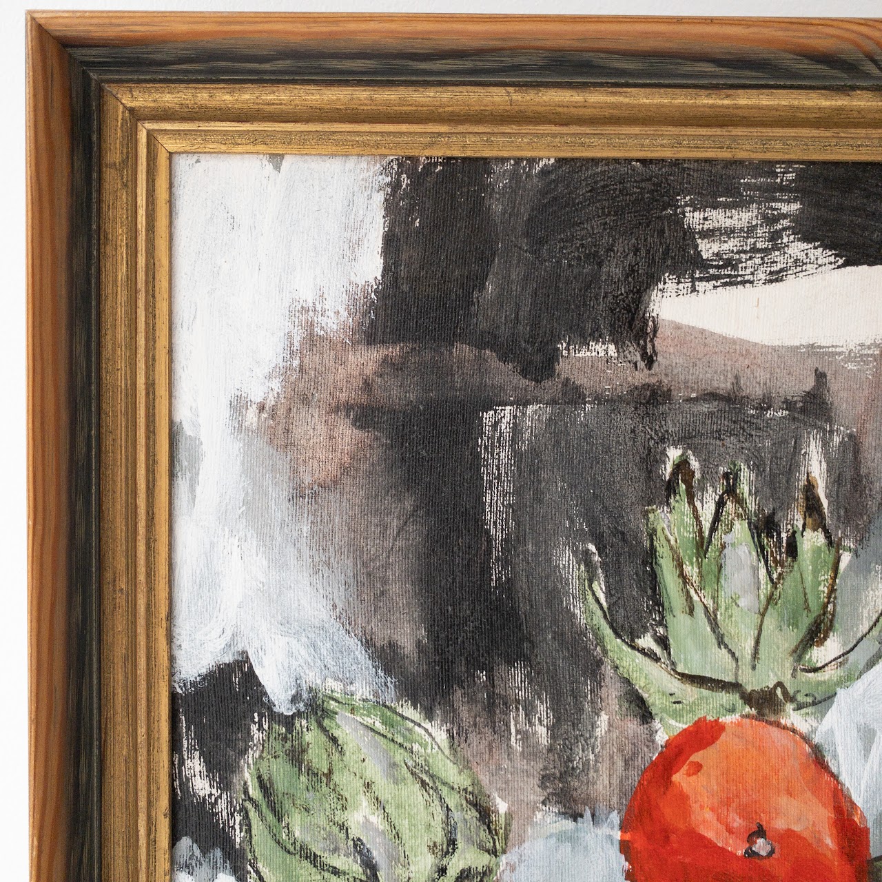 Modern Expressionist Signed Still Life with Fruit Oil Painting