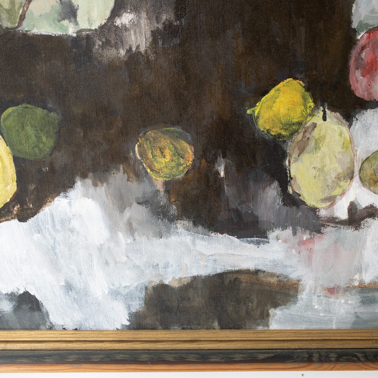 Modern Expressionist Signed Still Life with Fruit Oil Painting