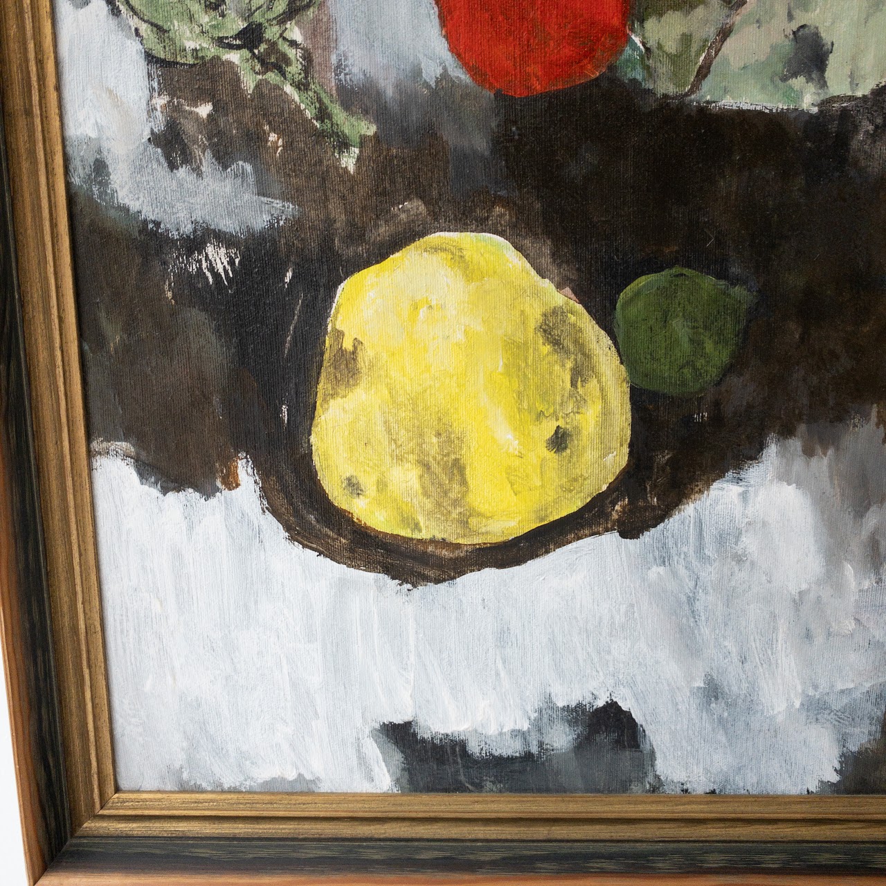 Modern Expressionist Signed Still Life with Fruit Oil Painting