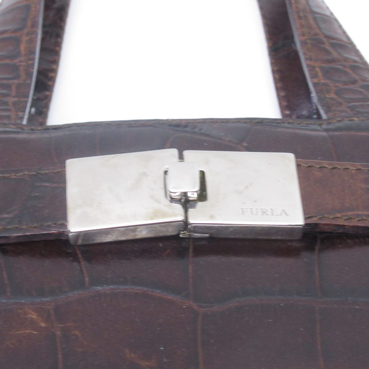 Furla Crocodile Embossed Leather Handbag