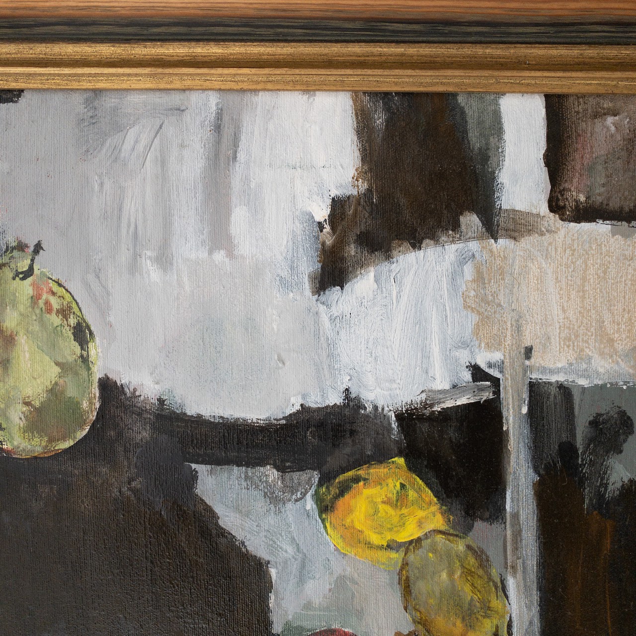 Modern Expressionist Signed Still Life with Fruit Oil Painting