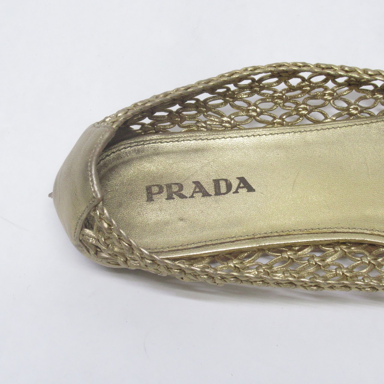 Prada Woven Metallic Flats