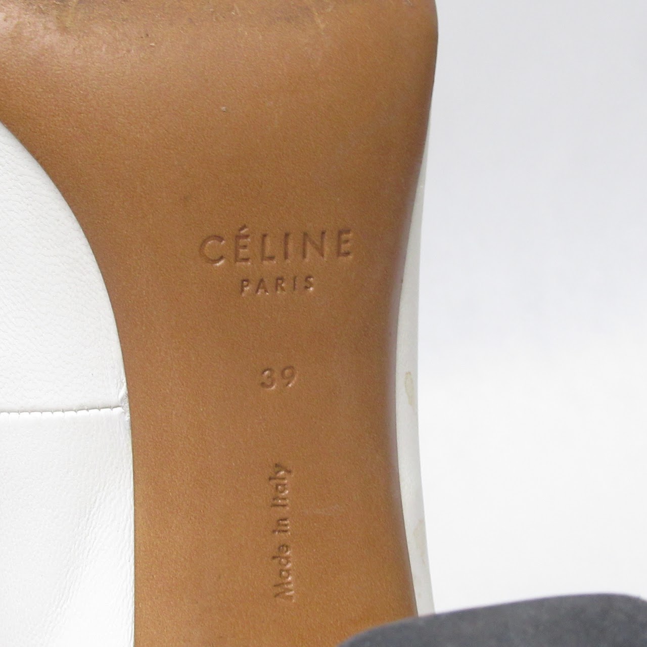 Céline White Leather Bam Bam Heels