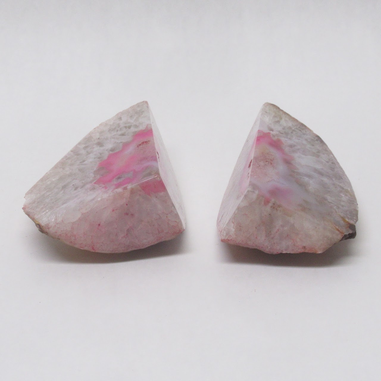 Pink Agate Geode Bookend Pair