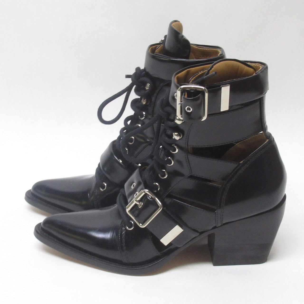 Céline Black Cut Out Leather Boots