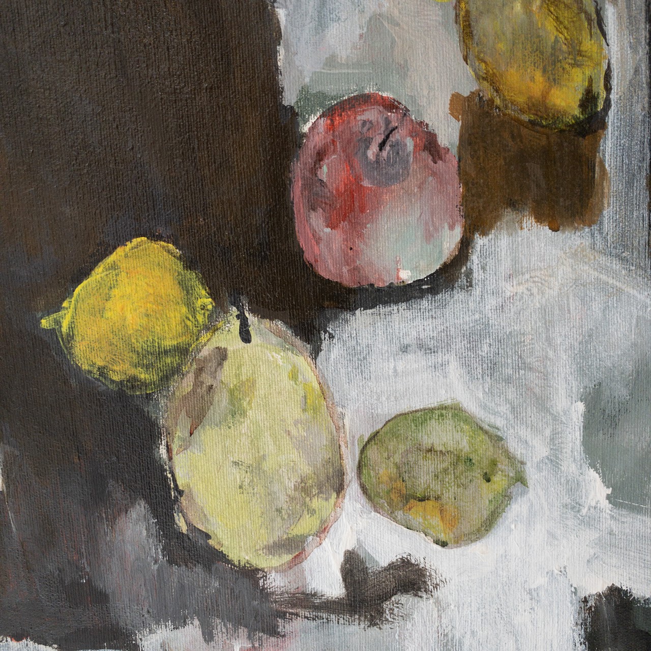 Modern Expressionist Signed Still Life with Fruit Oil Painting