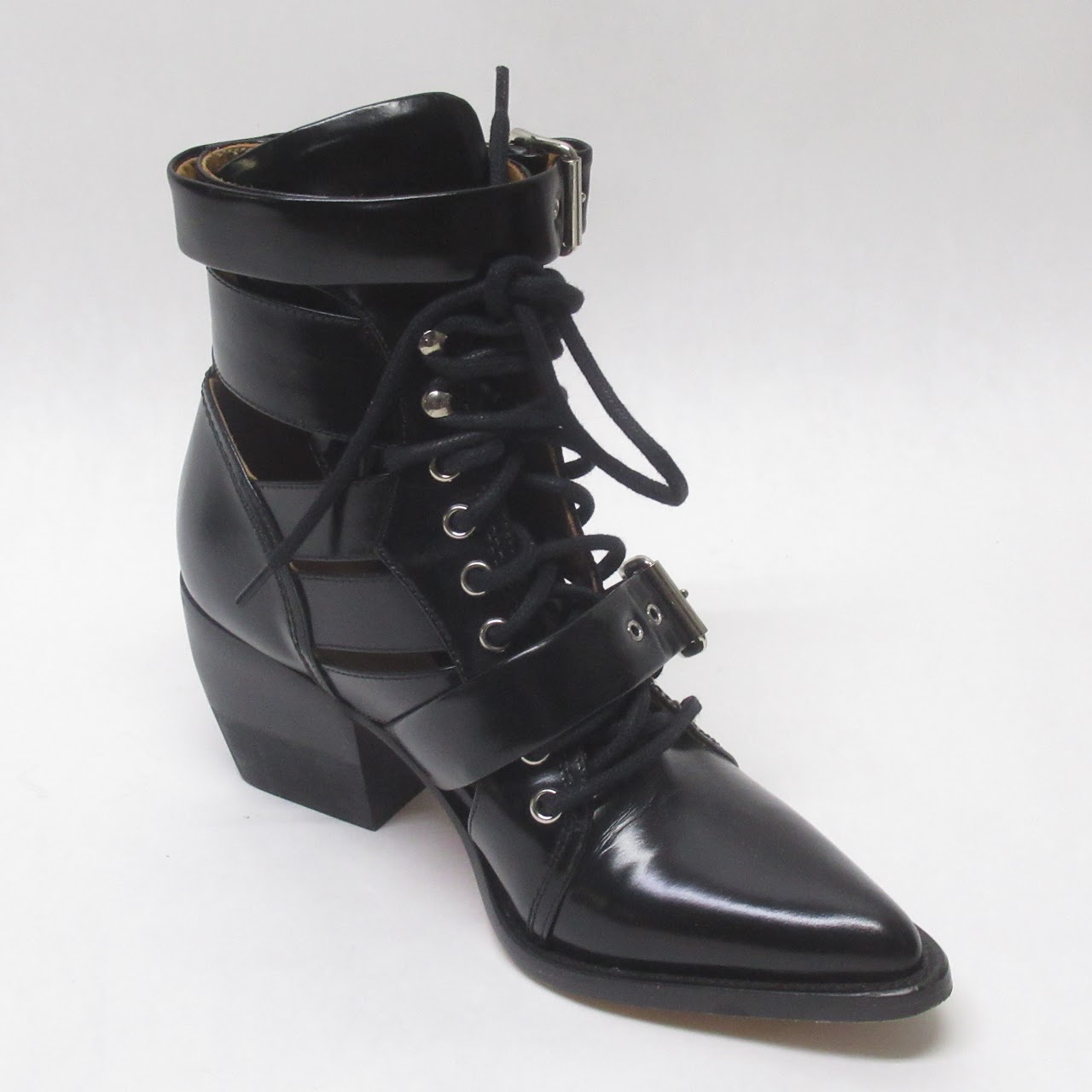 Céline Black Cut Out Leather Boots