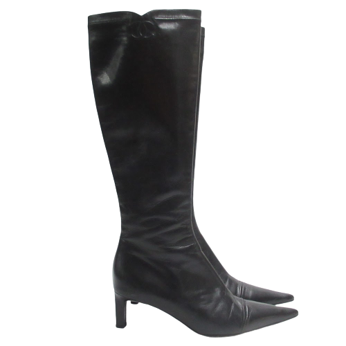 Chanel Pointed Toe Leather Boots
