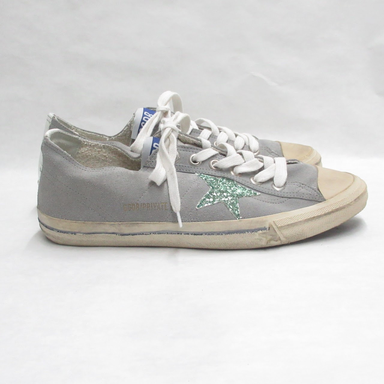 Golden Goose Deluxe Brand V-Star Glittered Distressed Sneakers