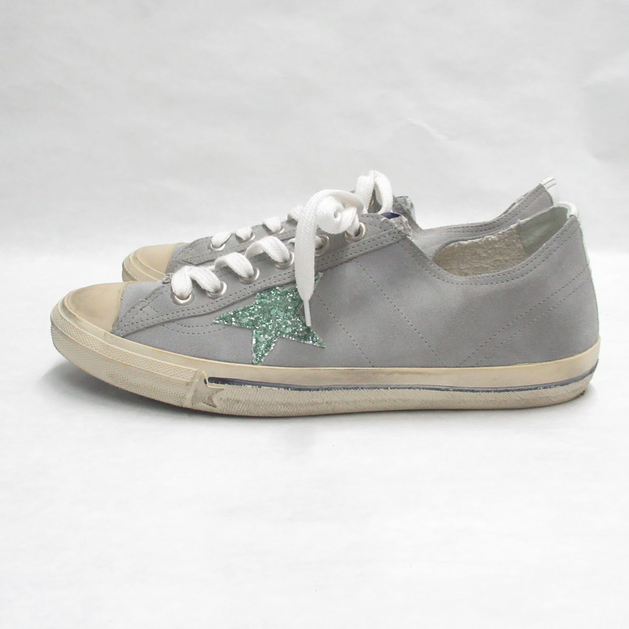 Golden Goose Deluxe Brand V-Star Glittered Distressed Sneakers