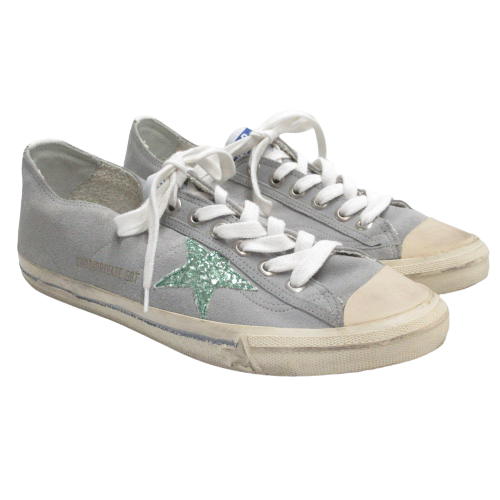 Golden Goose Deluxe Brand V-Star Glittered Distressed Sneakers