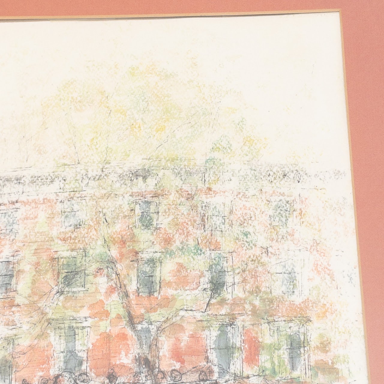 Harold Radgiff Signed Ink & Watercolor Gramercy Park Painting