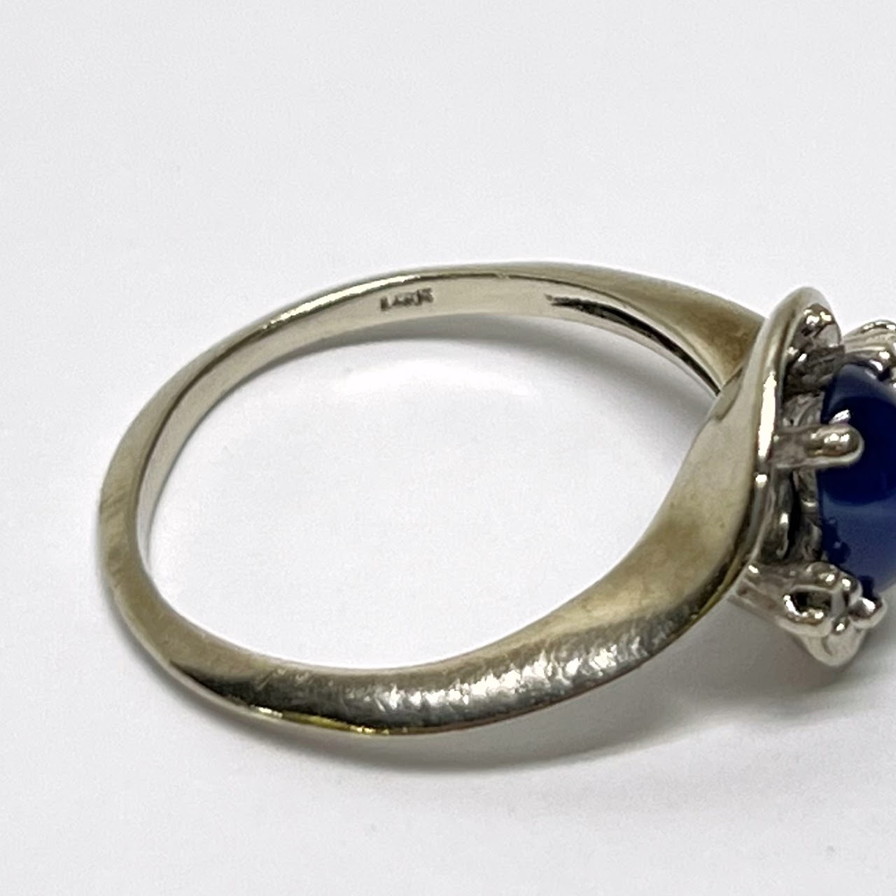 14K White Gold, Star Sapphire & Diamond Ring