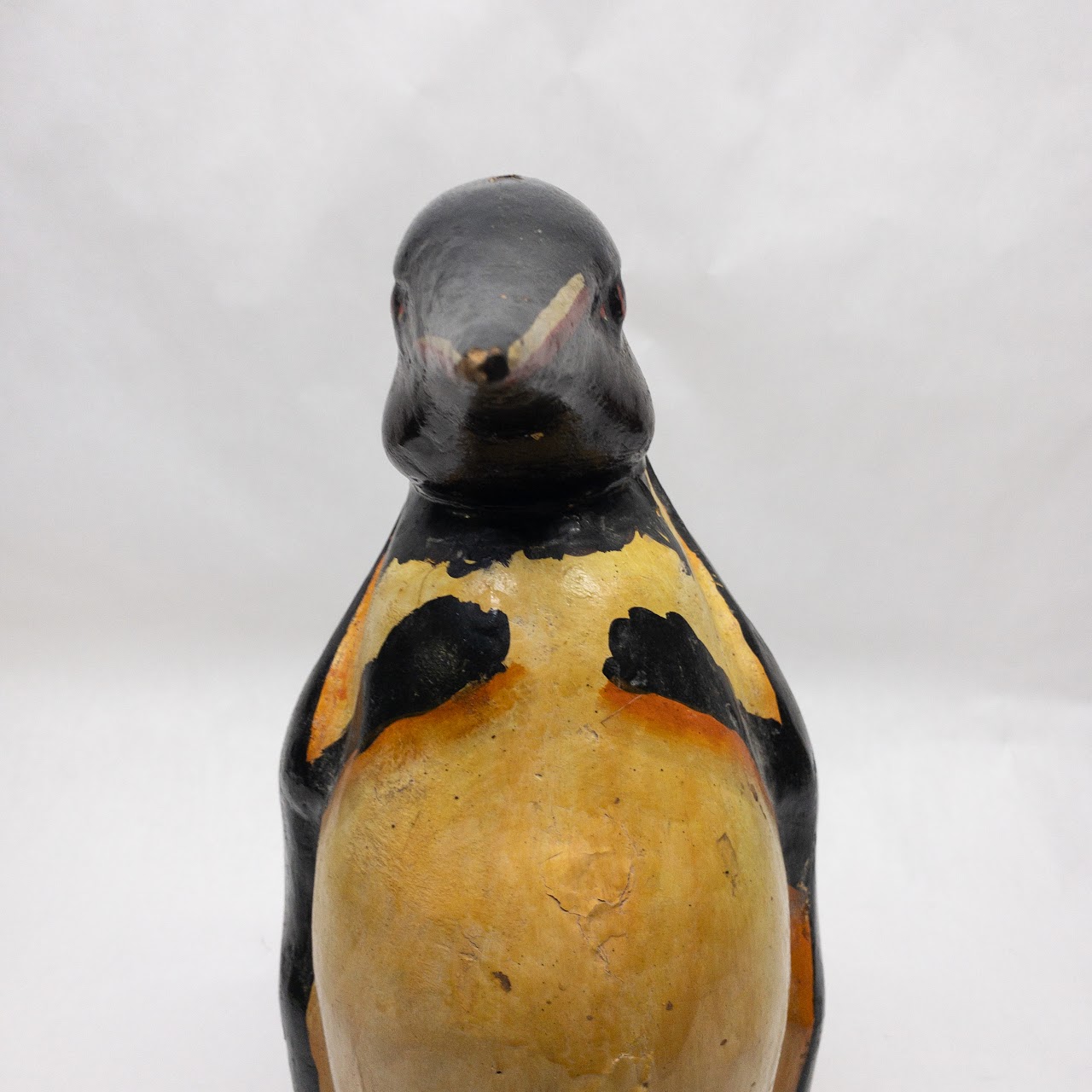 Vintage Painted Wood Emperor Penguin Statue