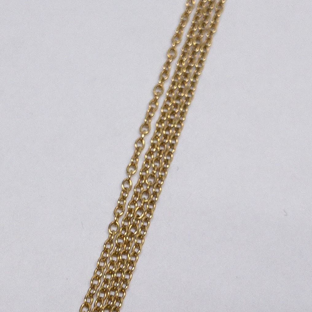 18K Gold Double Chain Drop Pendant Necklace