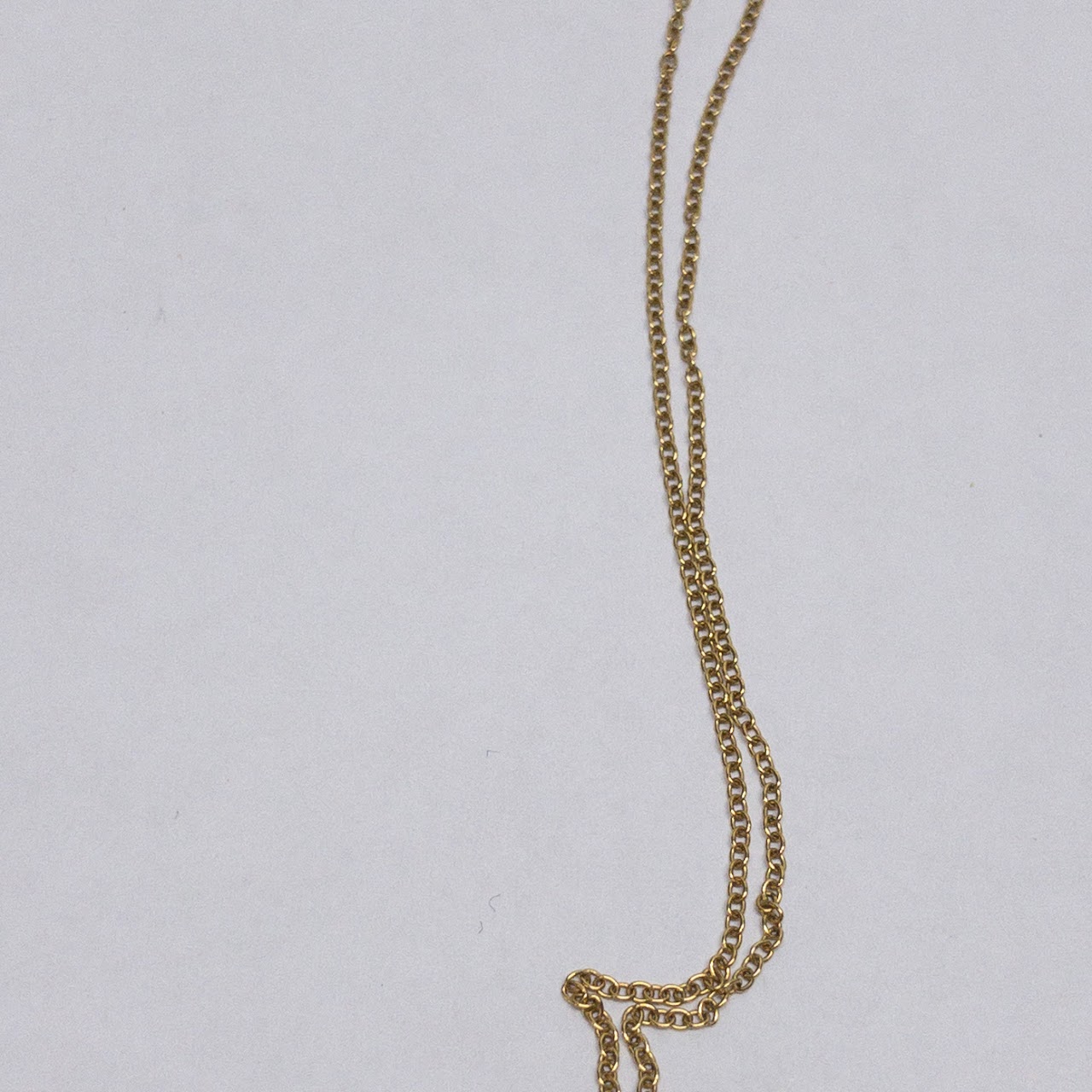 18K Gold Double Chain Drop Pendant Necklace