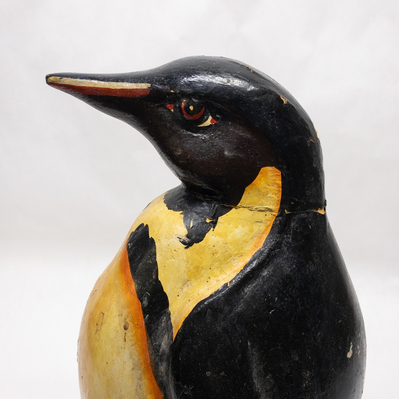 Vintage Painted Wood Emperor Penguin Statue