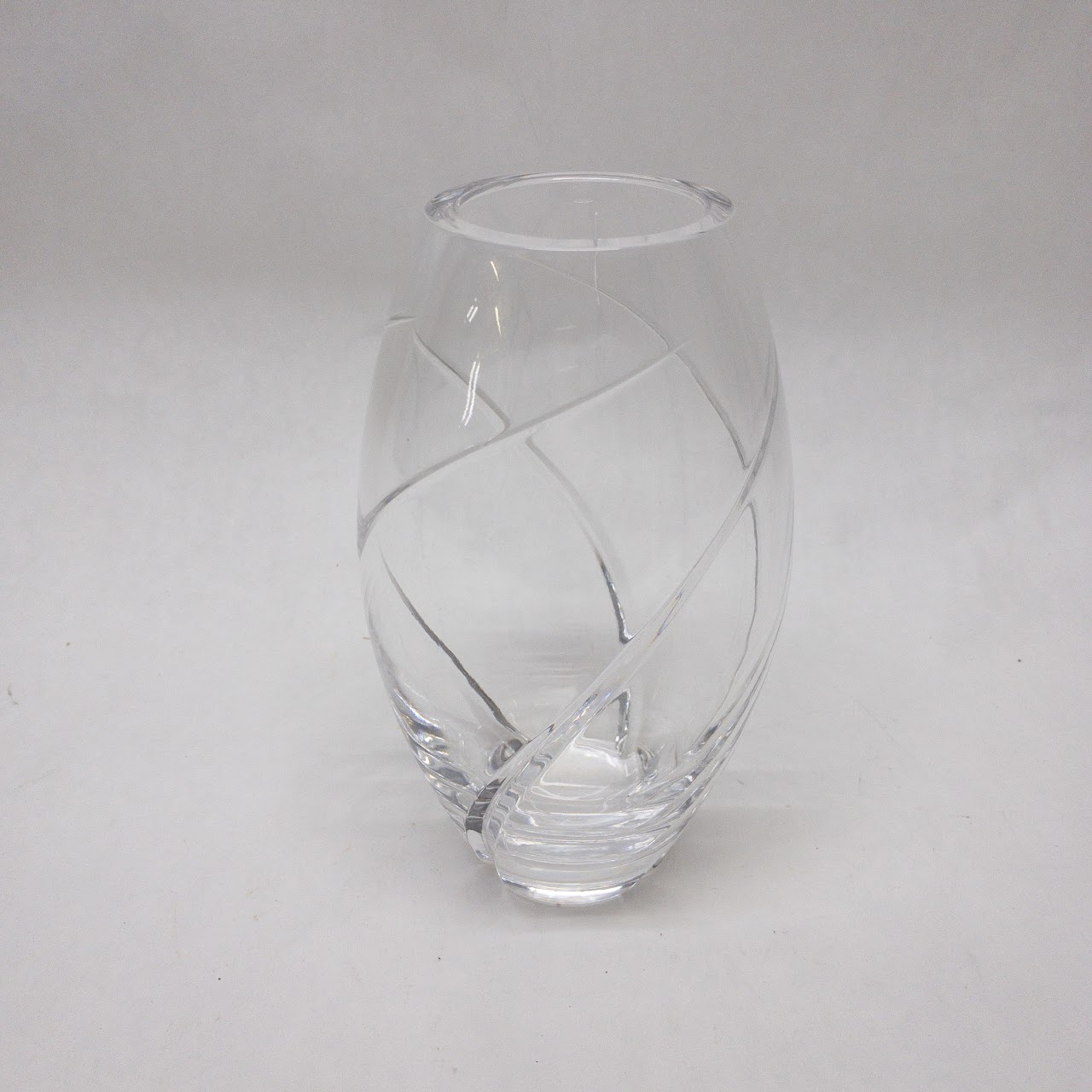 Tiffany & Co. Crystal Elliptical Swirl Vase