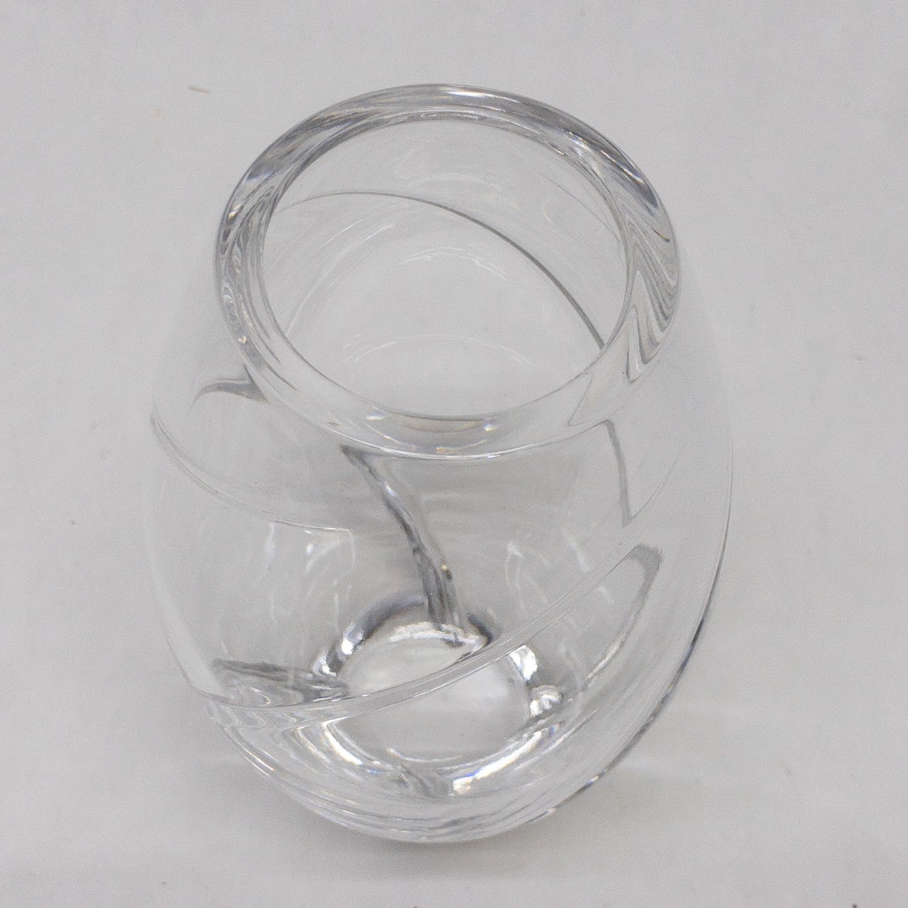 Tiffany & Co. Crystal Elliptical Swirl Vase