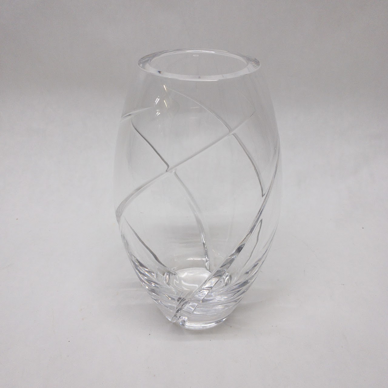 Tiffany & Co. Crystal Elliptical Swirl Vase