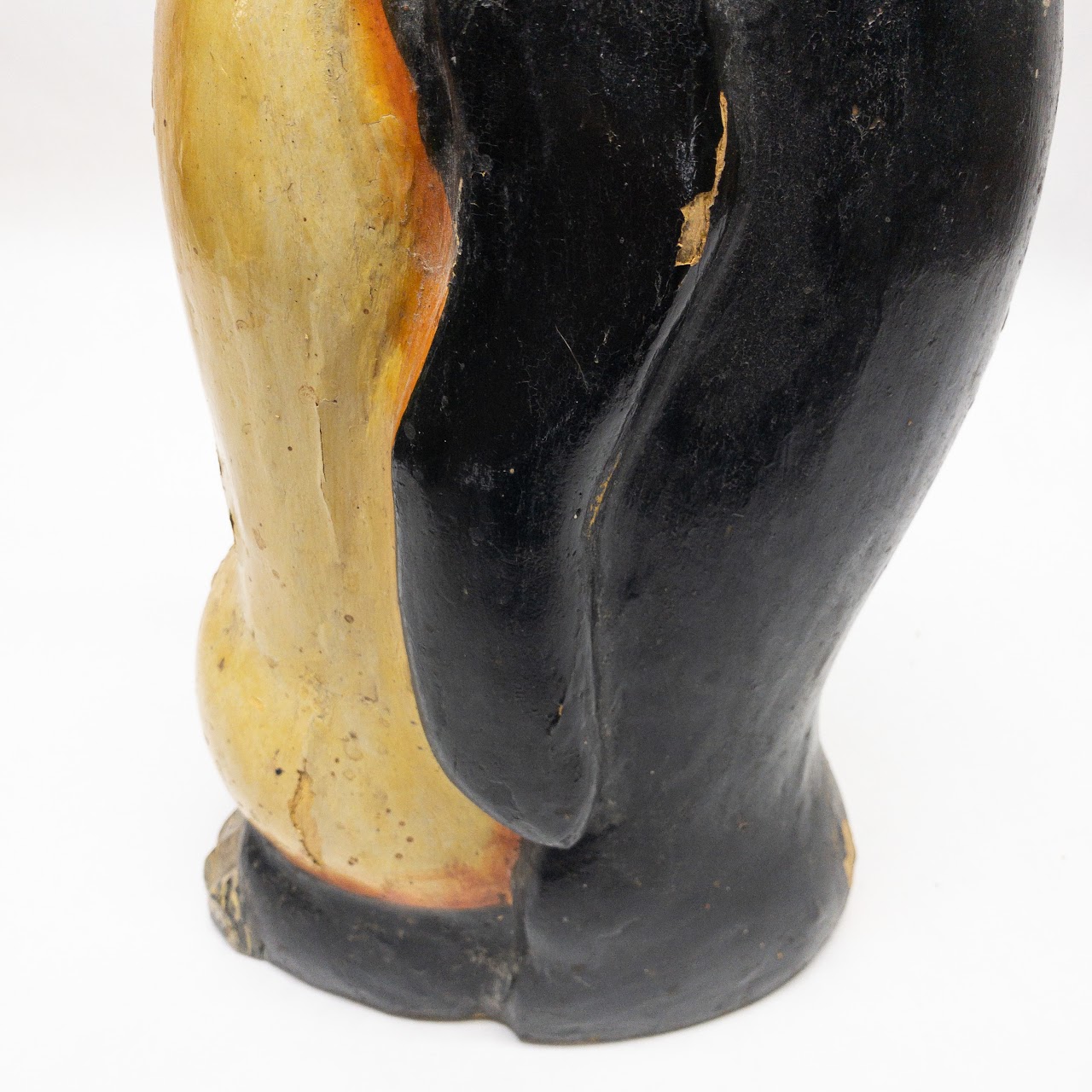 Vintage Painted Wood Emperor Penguin Statue