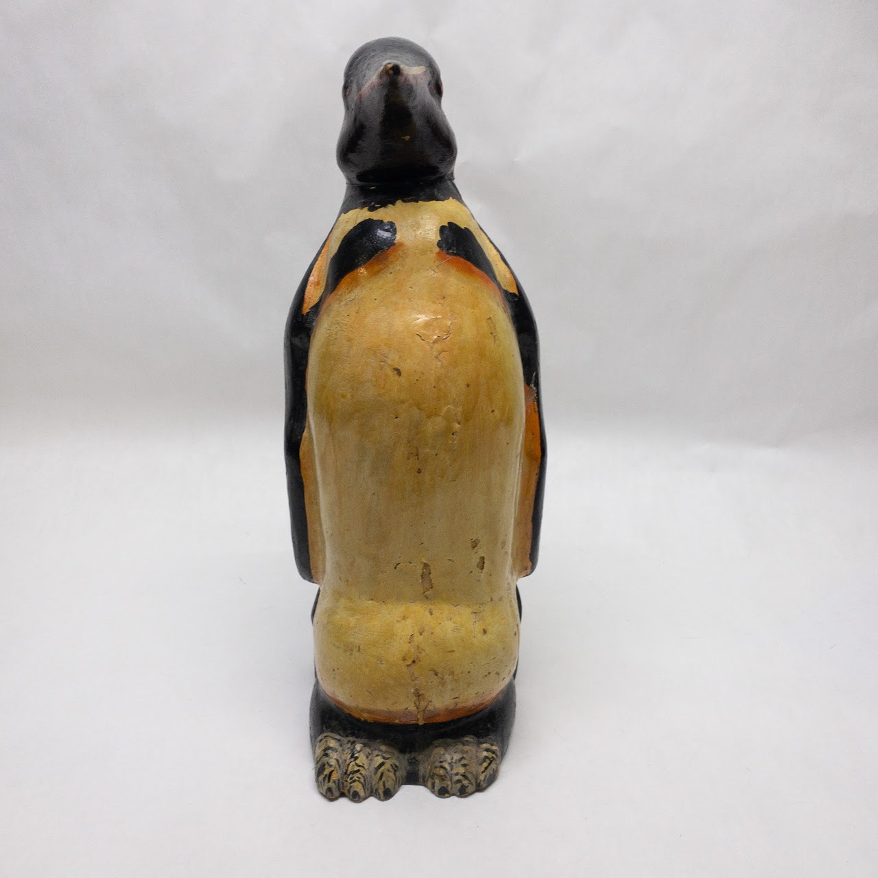 Vintage Painted Wood Emperor Penguin Statue