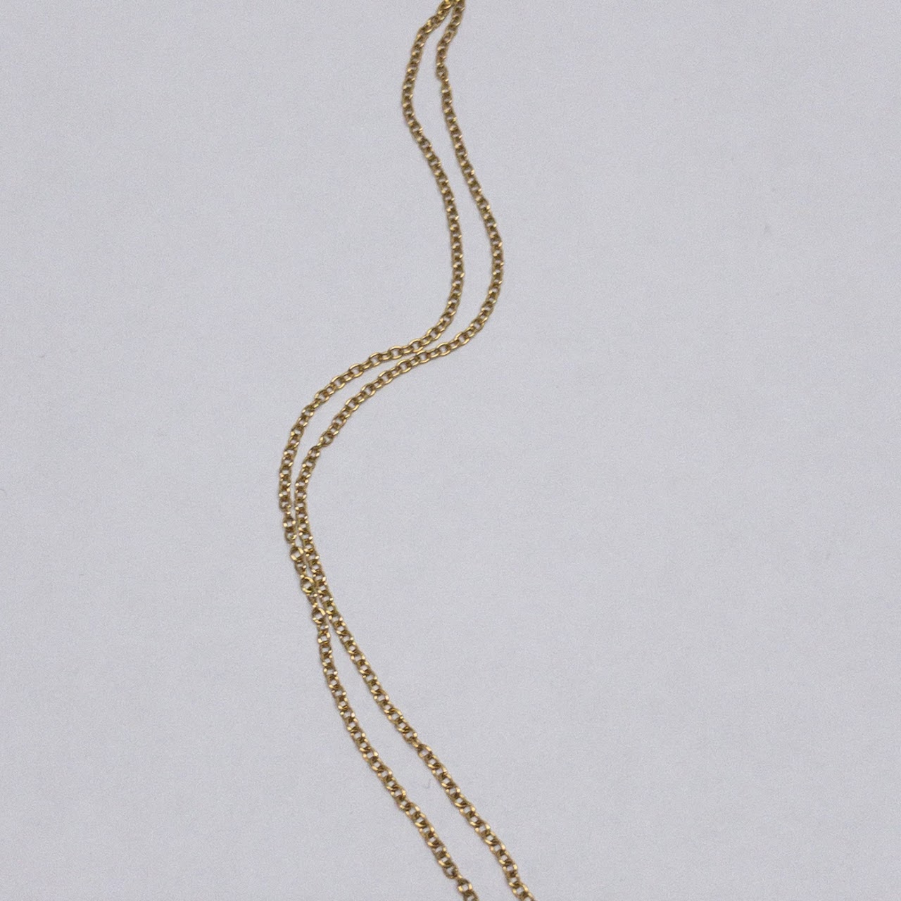 18K Gold Double Chain Drop Pendant Necklace