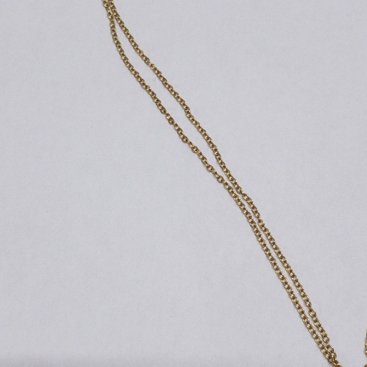 18K Gold Double Chain Drop Pendant Necklace