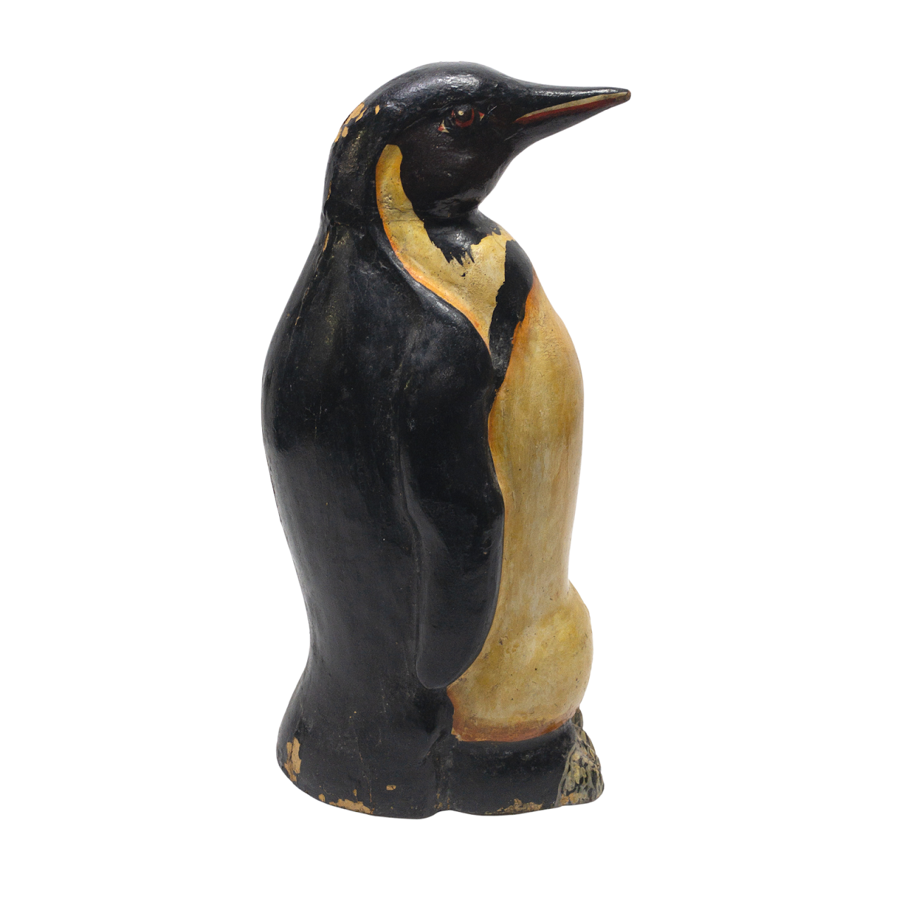 Vintage Painted Wood Emperor Penguin Statue