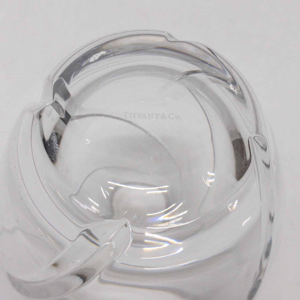 Tiffany & Co. Crystal Elliptical Swirl Vase