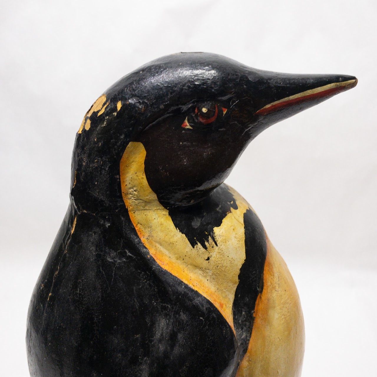 Vintage Painted Wood Emperor Penguin Statue