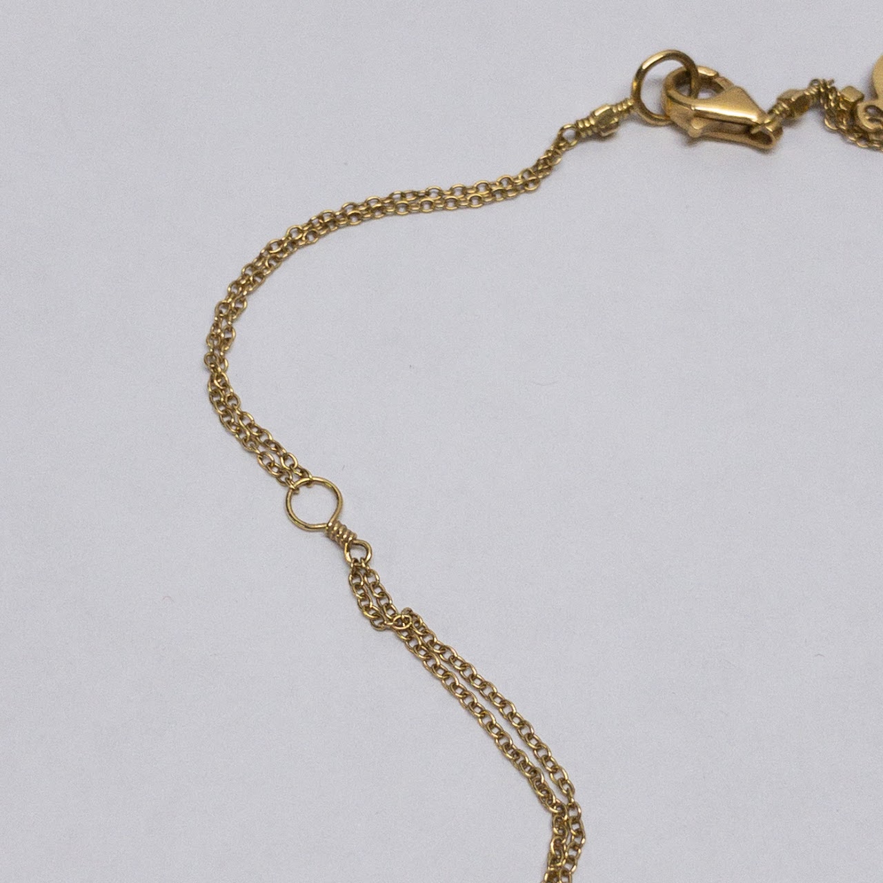 18K Gold Double Chain Drop Pendant Necklace