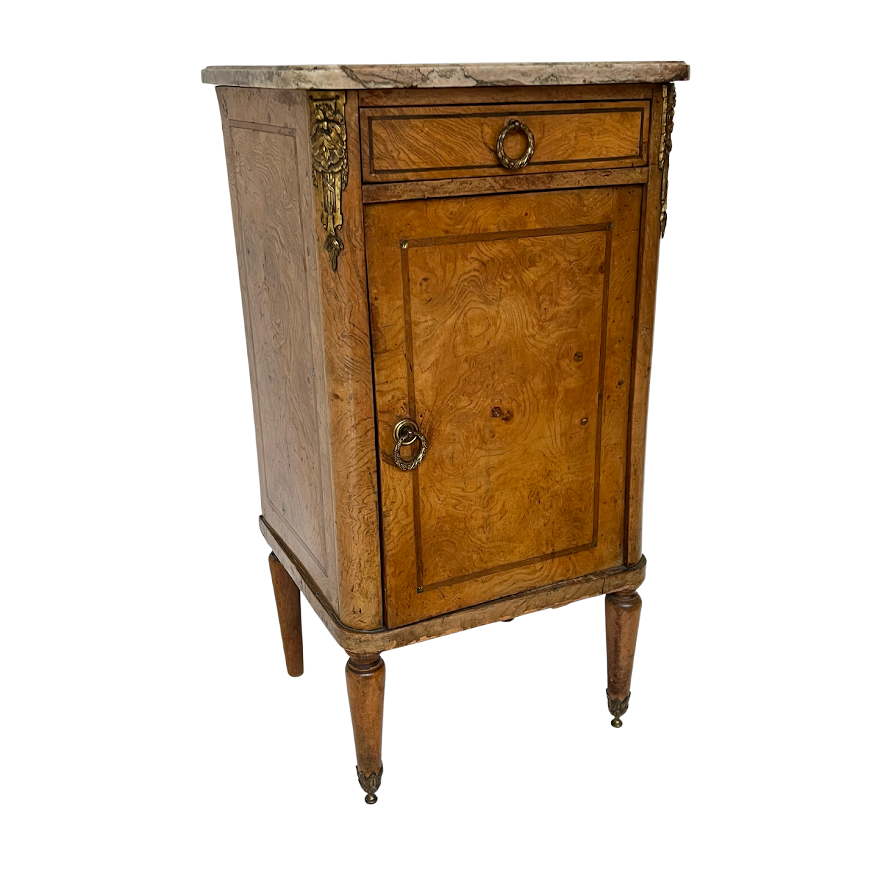 19th C. French Ormolu Mounted Burl Night Stand