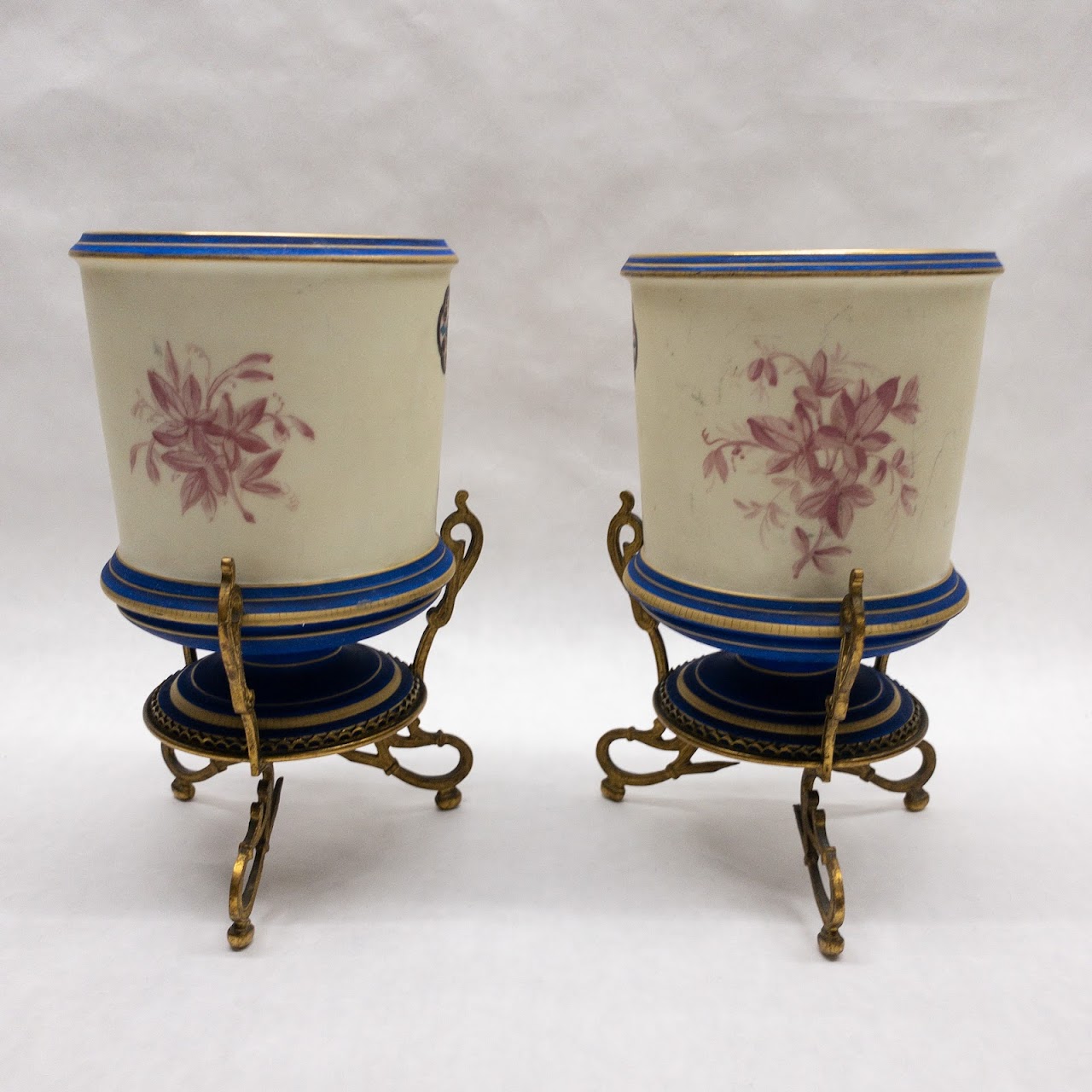 19th C. French Hand-Painted Porcelain Vase Pair