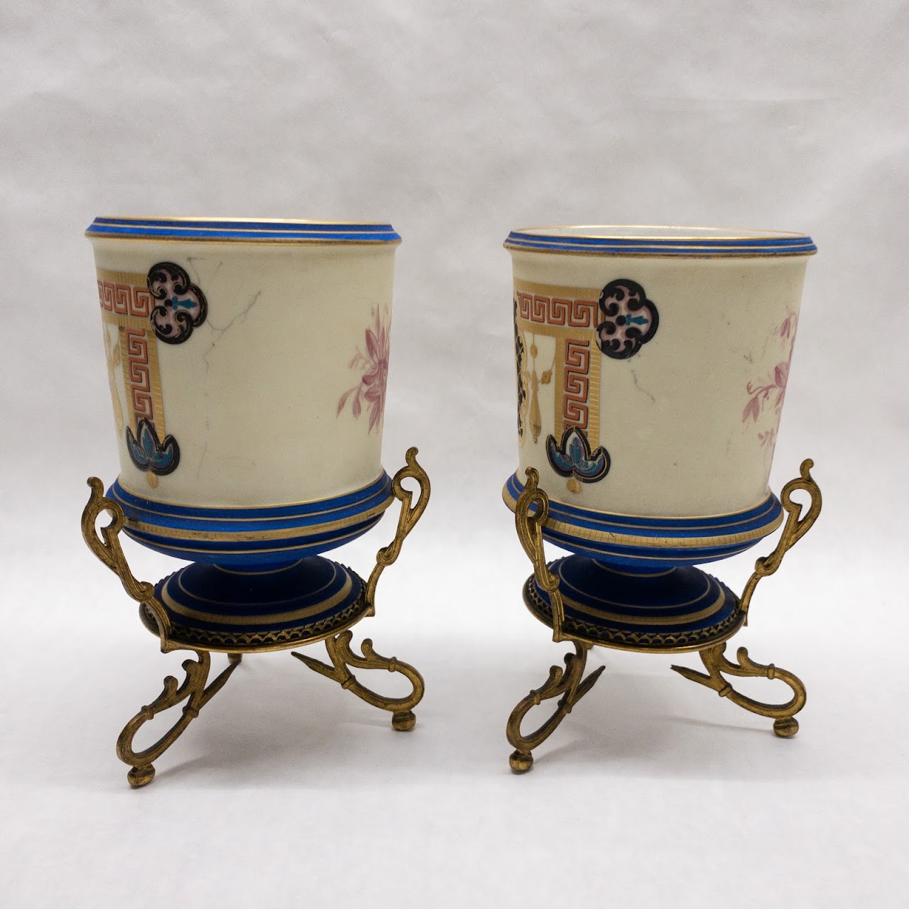 19th C. French Hand-Painted Porcelain Vase Pair