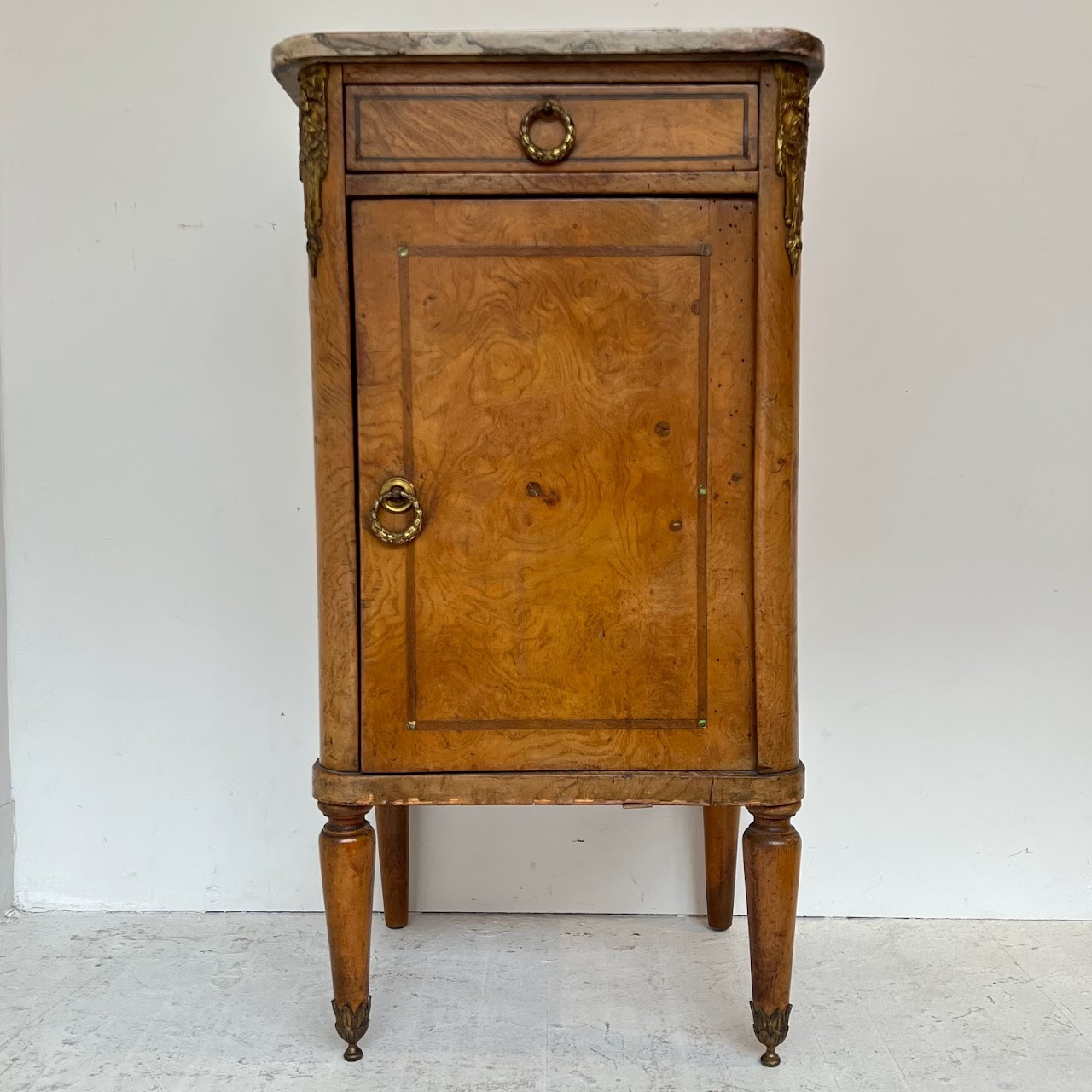 19th C. French Ormolu Mounted Burl Night Stand