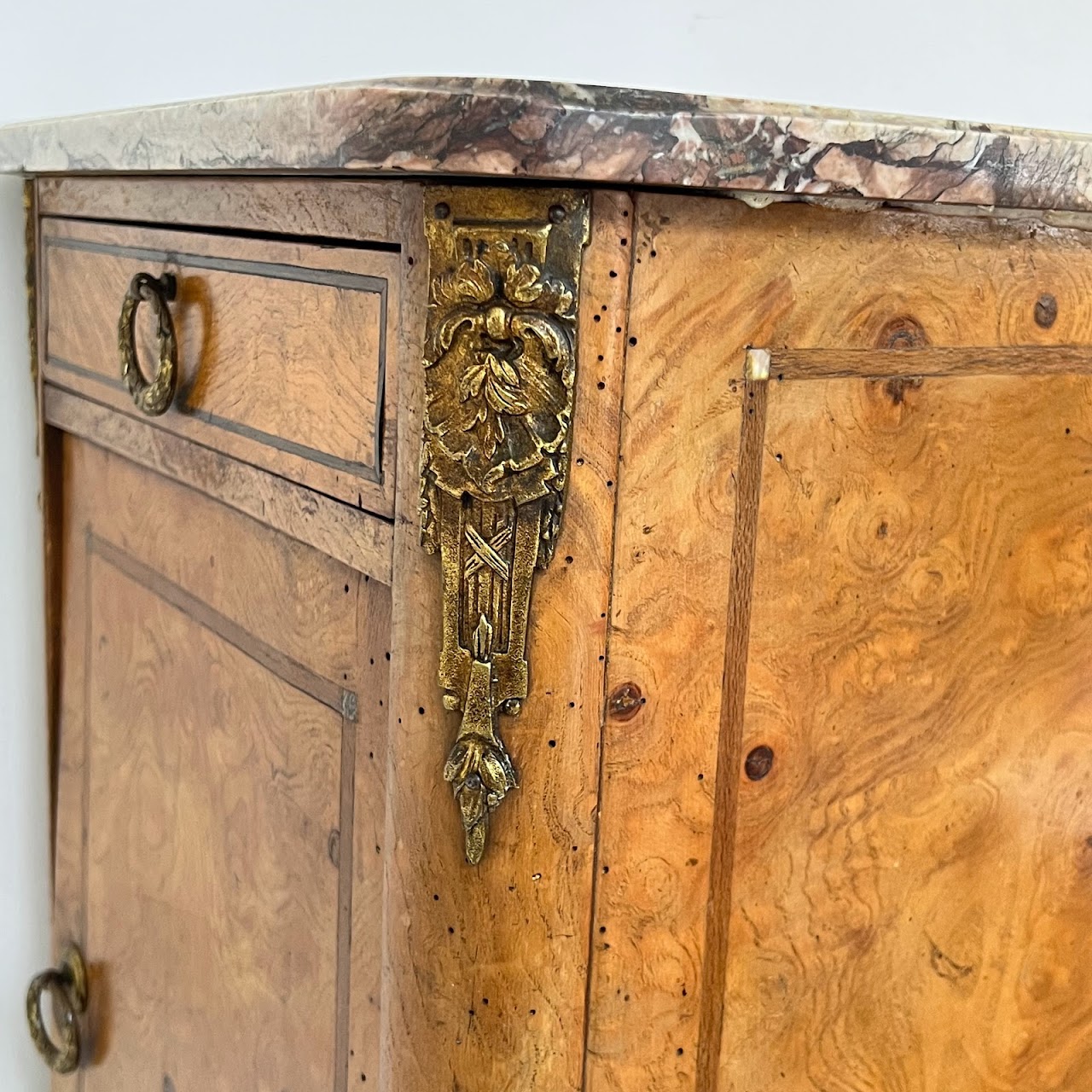 19th C. French Ormolu Mounted Burl Night Stand