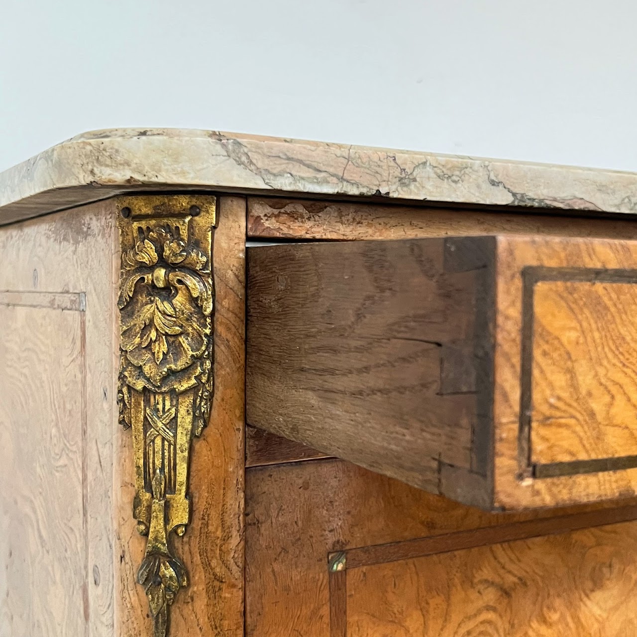 19th C. French Ormolu Mounted Burl Night Stand