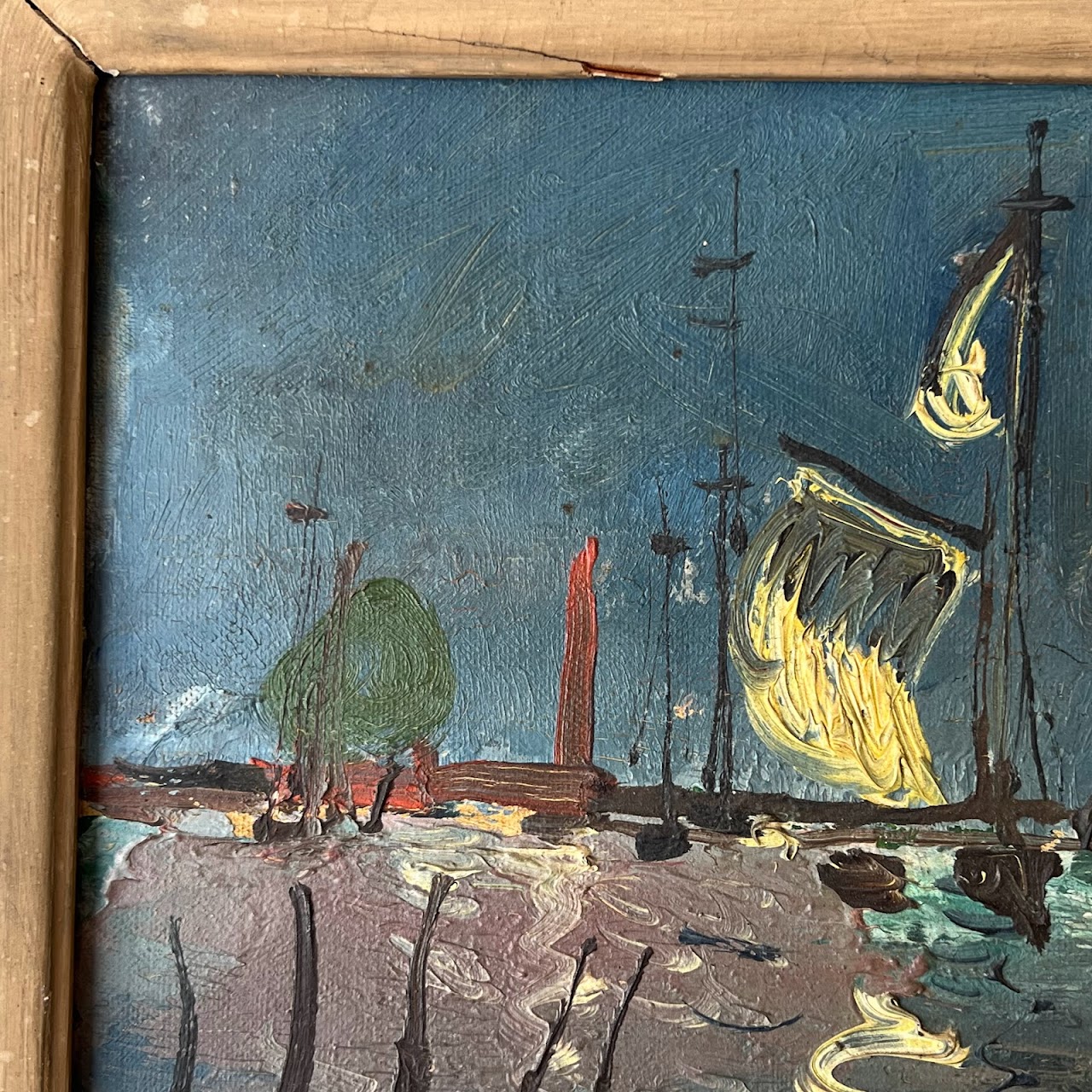 Nicolai Cicovsky Signed Harbor Scene Oil Painting