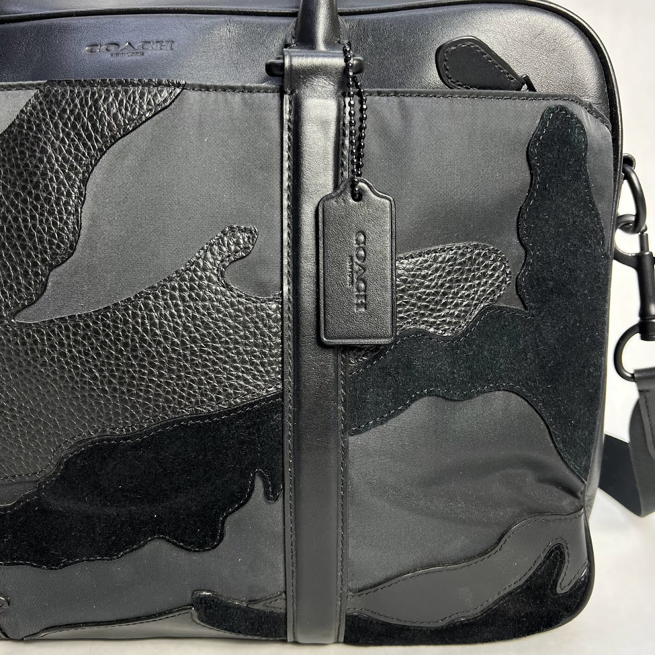 Coach Perry Blackout Leather Camouflage Briefcase
