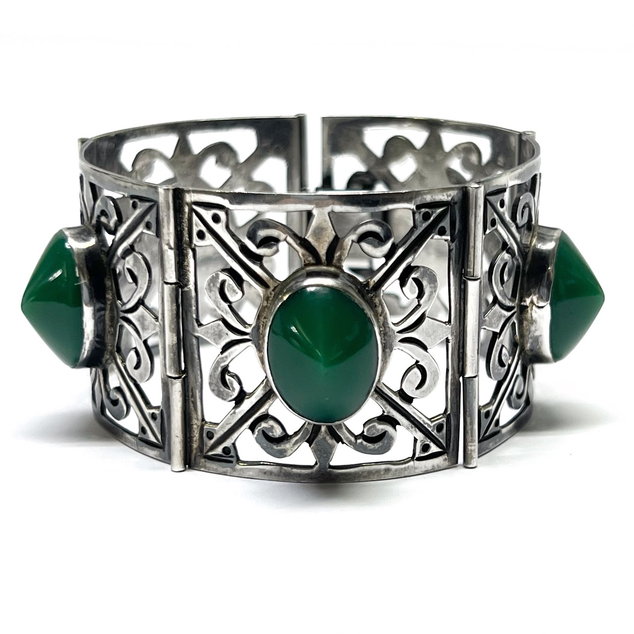 Sterling Silver & Green Stone Bracelet